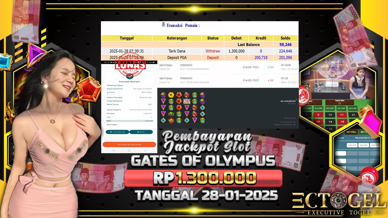 BUKTI JACKPOT SLOT GATES OF OLYMPUS TERPERCAYA DI INDONESIA TGL 28-01-2025