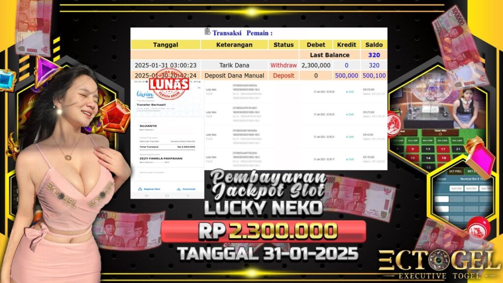 BUKTI JACKPOT SLOT LUCKY NEKO TERPERCAYA DI INDONESIA TGL 31-01-2025