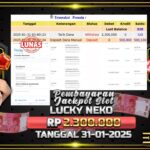 BUKTI JACKPOT SLOT LUCKY NEKO TERPERCAYA DI INDONESIA TGL 31-01-2025