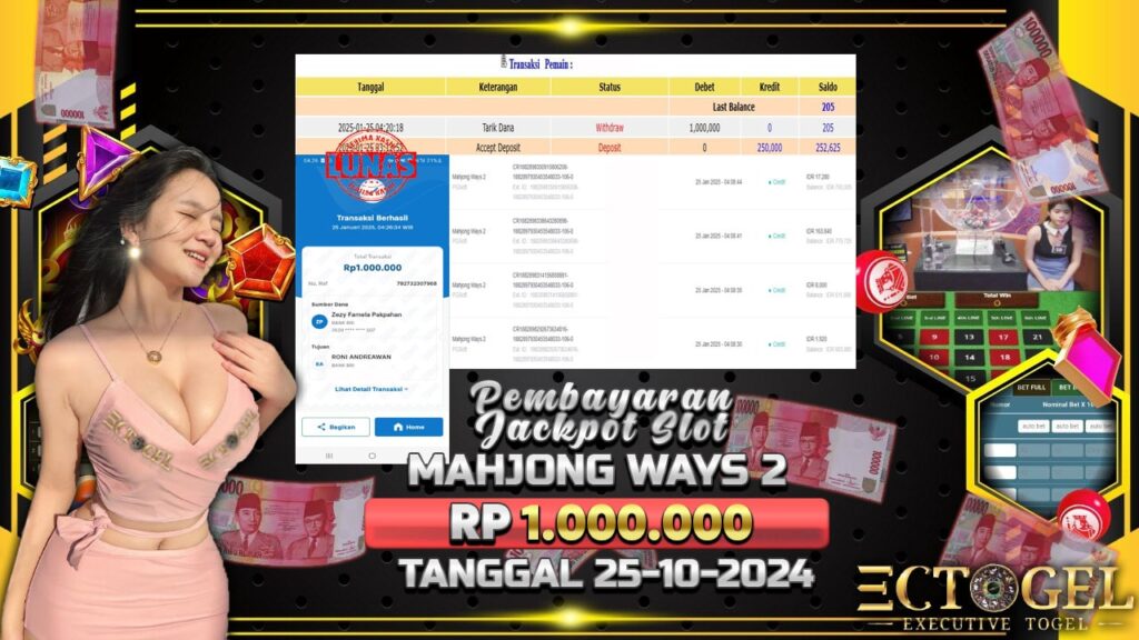 BUKTI JACKPOT SLOT MAHJONG WAYS 2 TERPERCAYA DI INDONESIA TGL 25-01-2025