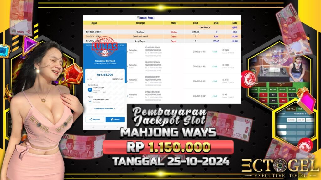 BUKTI JACKPOT SLOT MAHJONG WAYS TERPERCAYA DI INDONESIA TGL 25-01-2025