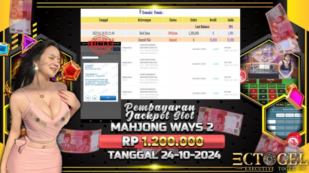 BUKTI JACKPOT SLOT MAHJONG WAYS 2 TERPERCAYA DI INDONESIA TGL 24-01-2025