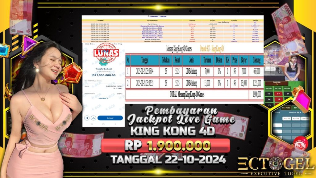 BUKTI JACKPOT KING KONG 4D TERPERCAYA DI INDONESIA TGL 22-01-2025