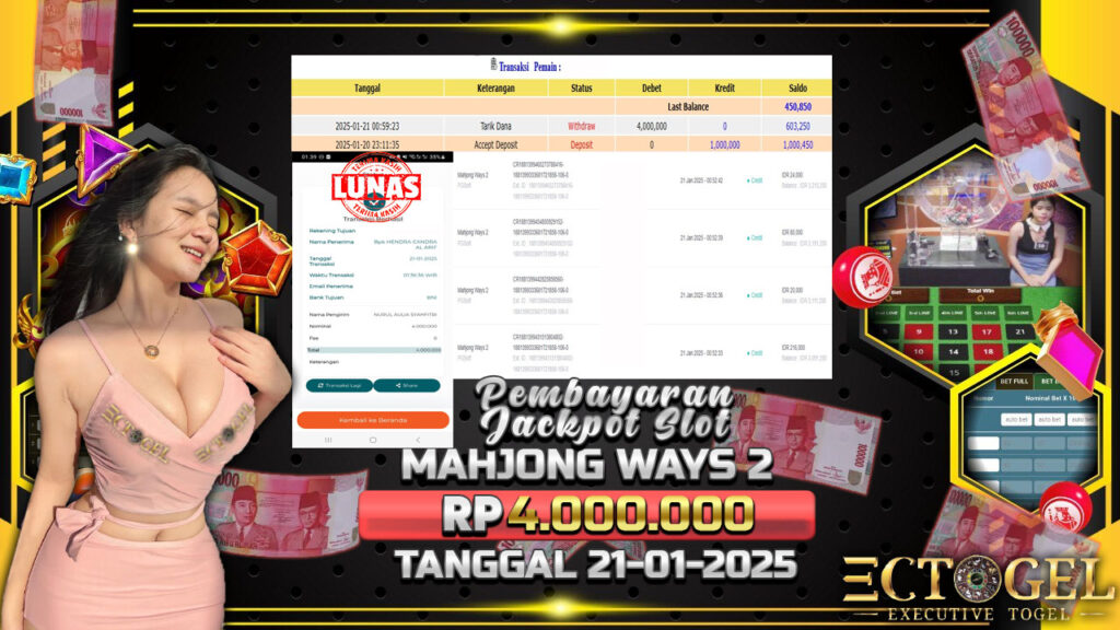 BUKTI JACKPOT SLOT MAHJONG WAYS 2 TERPERCAYA DI INDONESIA TGL 21-01-2025