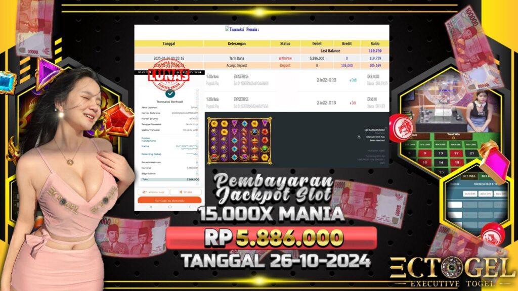 BUKTI JACKPOT SLOT 15000X MANIA  TERPERCAYA DI INDONESIA TGL 26-01-2025