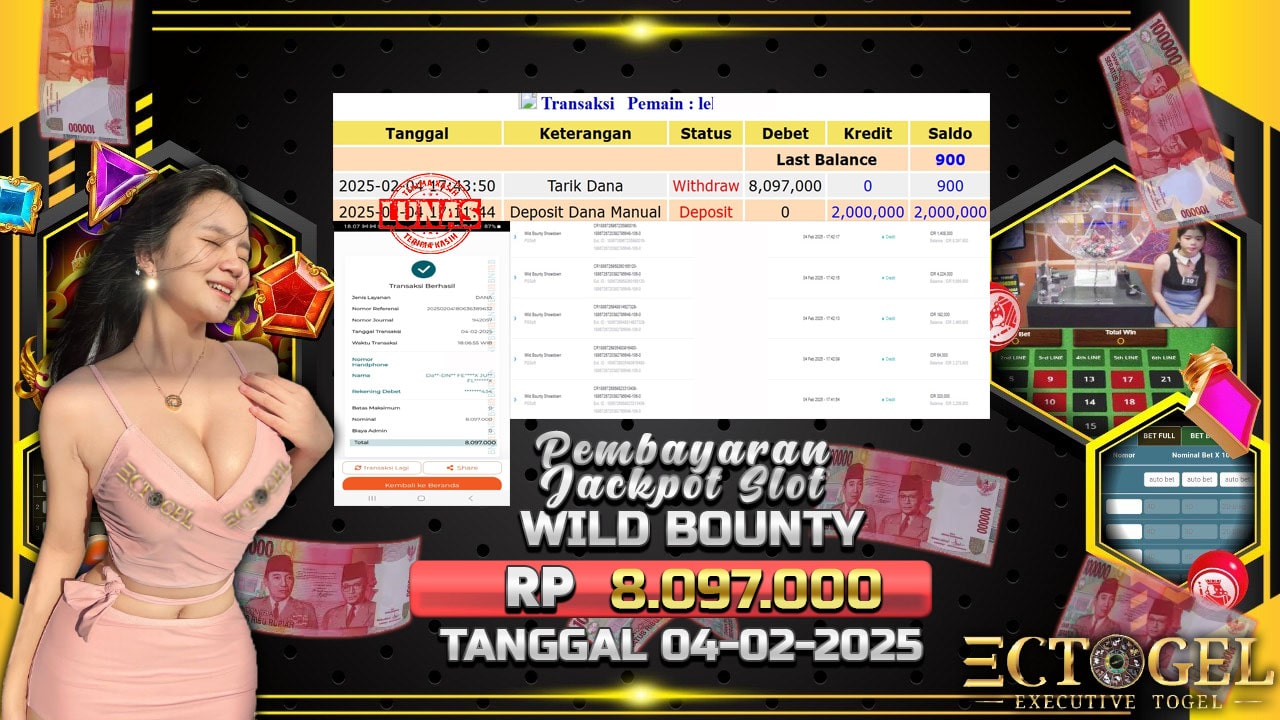 BUKTI JACKPOT SLOT WILD BOUNTY SHOWDOWN TERPERCAYA DI INDONESIA TGL 04-02-2025