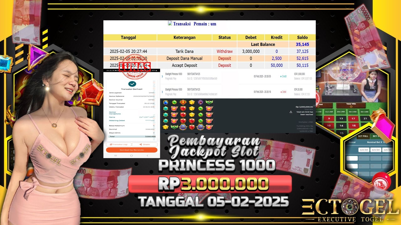 BUKTI JACKPOT SLOT STARLIGHT PRINCES 1000 TERPERCAYA DI INDONESIA TGL 05-02-2025