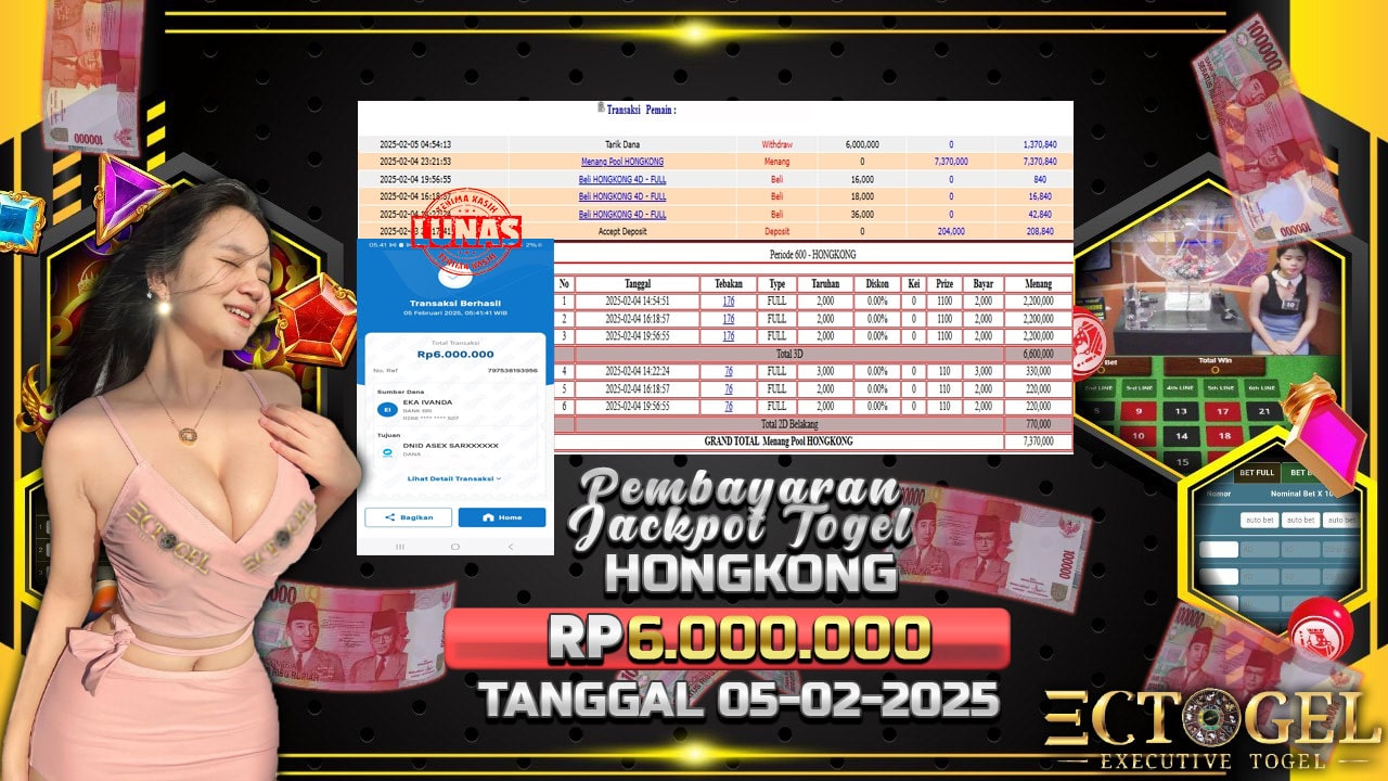 BUKTI JACKPOT TOGEL HONGKONG TERPERCAYA DI INDONESIA TGL 05-02-2025