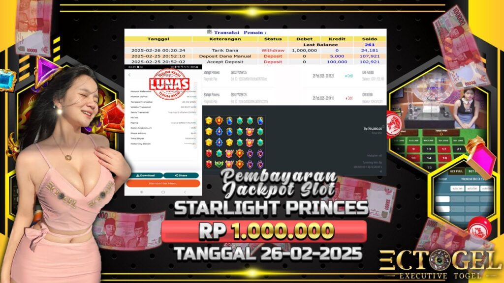 BUKTI JACKPOT SLOT STARLIGHT PRINCES TERPERCAYA DI INDONESIA TGL 26-02-2025