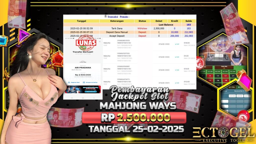 BUKTI JACKPOT SLOT MAHJONG WAYS TERPERCAYA DI INDONESIA TGL 25-02-2025