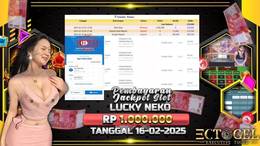 BUKTI JACKPOT SLOT LUCKY NEKO TERPERCAYA DI INDONESIA TGL 16-02-2025