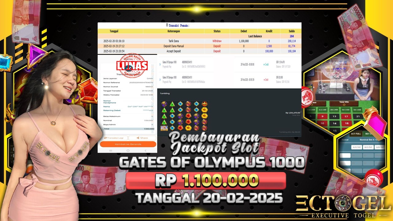 BUKTI JACKPOT SLOT GATES OF OLYMPUS 1000 TERPERCAYA DI INDONESIA TGL 20-02-2025