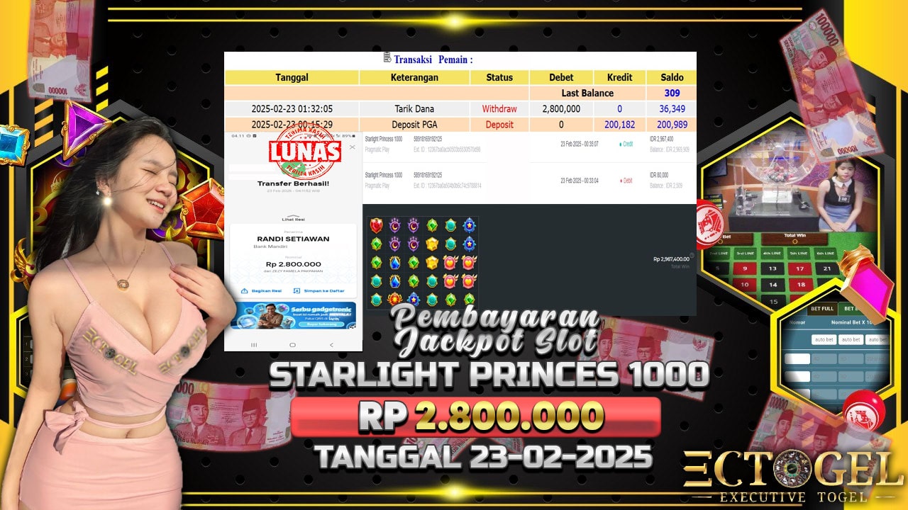 BUKTI JACKPOT SLOT STARLIGHT PRINCES 1000 TERPERCAYA DI INDONESIA TGL 23-02-2025